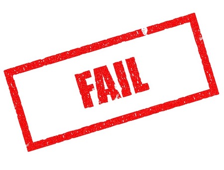 The word "Fail" in red rubber stamp style